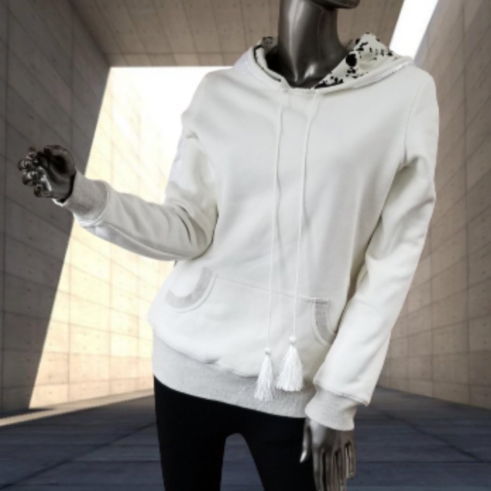 White sequined Hood Sweat Shirt